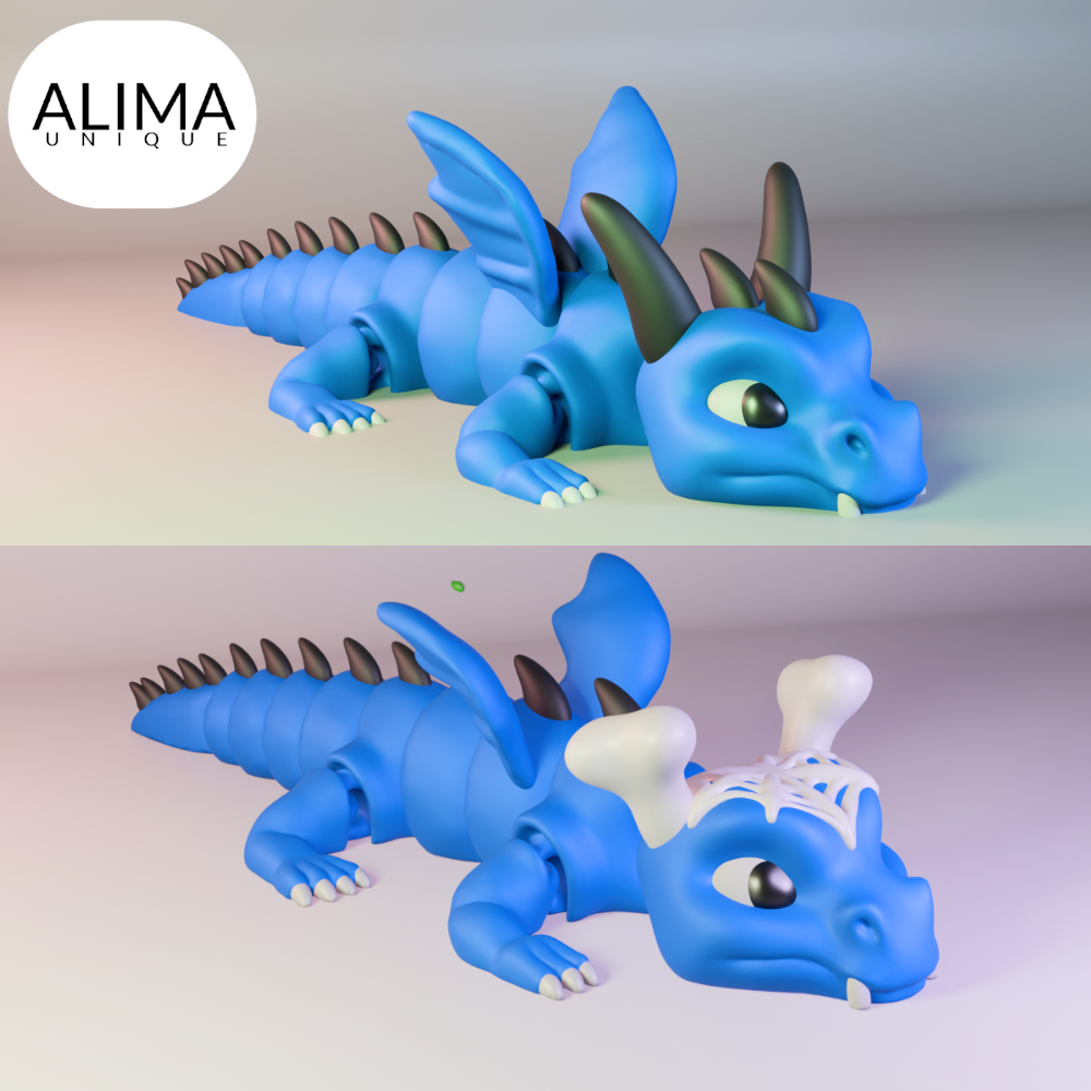 Dragon buddies with - without halloween mood